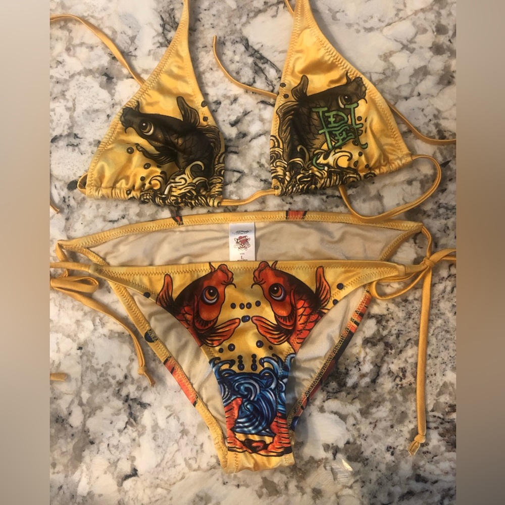 Cute yellow bikini ED Hardy size Large